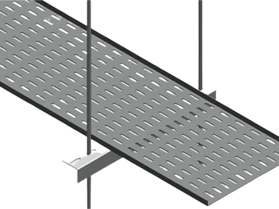Angle bar bracket for channel cable tray ceiling hoisting